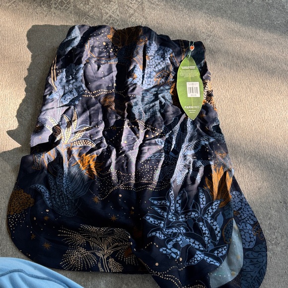 FARM Rio Navy Blue and Rust Strapless Tunic - Picture 3 of 5